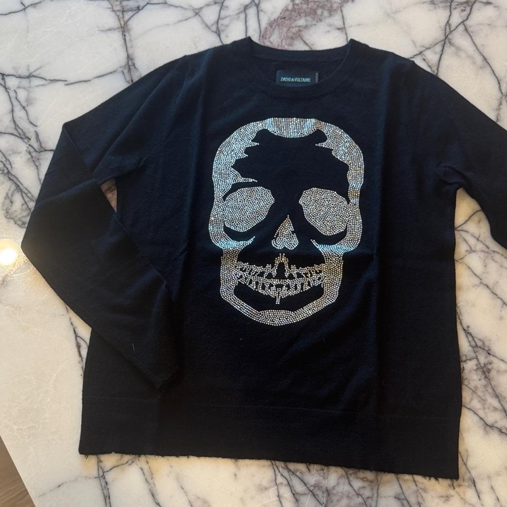 Zadig & Voltaire Black Sweater with Silver Skull